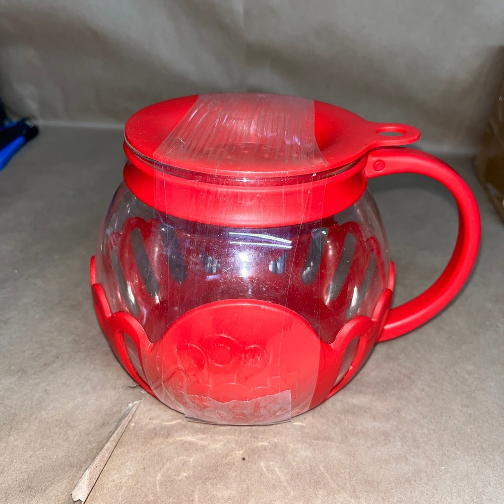 Ecolution Micro-Pop Glass‎ Microwave Popcorn Popper 1.5 Quart Red